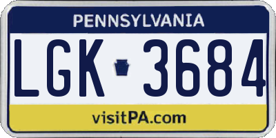 PA license plate LGK3684