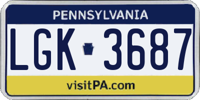 PA license plate LGK3687