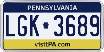 PA license plate LGK3689