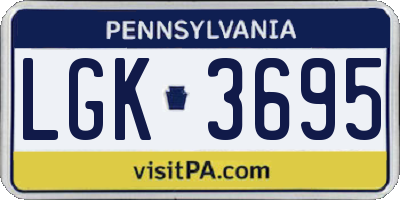 PA license plate LGK3695