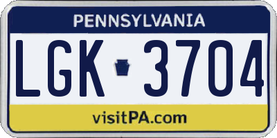 PA license plate LGK3704