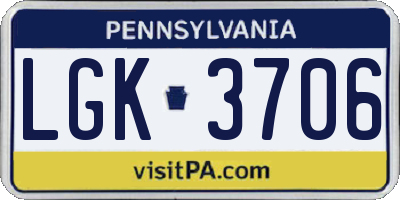 PA license plate LGK3706