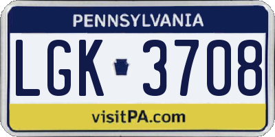 PA license plate LGK3708