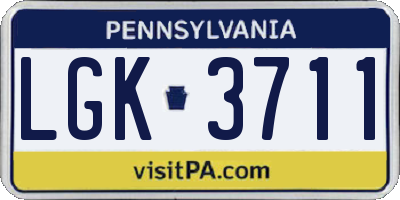 PA license plate LGK3711