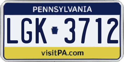 PA license plate LGK3712