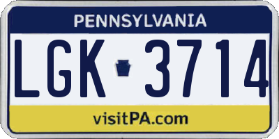 PA license plate LGK3714