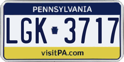 PA license plate LGK3717