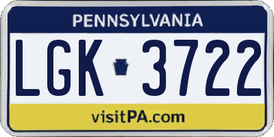 PA license plate LGK3722
