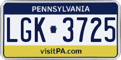 PA license plate LGK3725