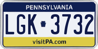PA license plate LGK3732