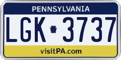 PA license plate LGK3737