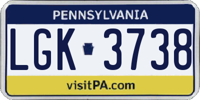 PA license plate LGK3738
