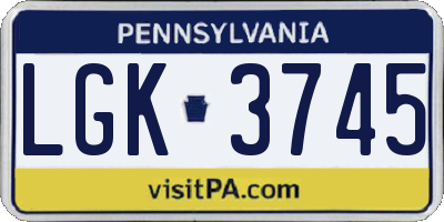PA license plate LGK3745