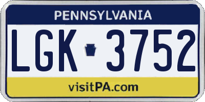 PA license plate LGK3752