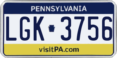 PA license plate LGK3756