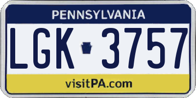 PA license plate LGK3757