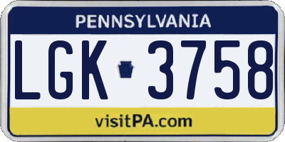 PA license plate LGK3758