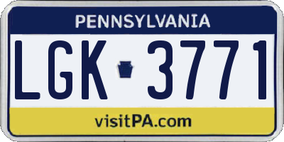 PA license plate LGK3771