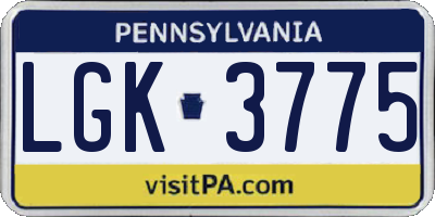 PA license plate LGK3775