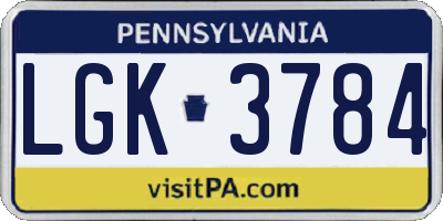 PA license plate LGK3784