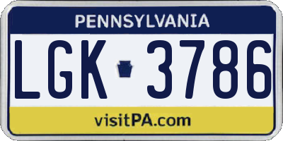 PA license plate LGK3786