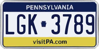 PA license plate LGK3789