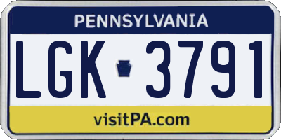 PA license plate LGK3791