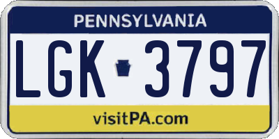 PA license plate LGK3797