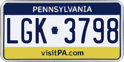 PA license plate LGK3798