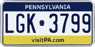 PA license plate LGK3799