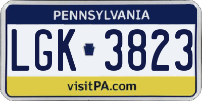 PA license plate LGK3823