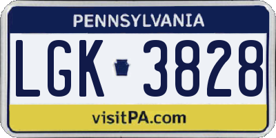PA license plate LGK3828