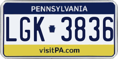 PA license plate LGK3836