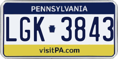 PA license plate LGK3843