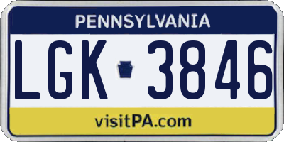 PA license plate LGK3846