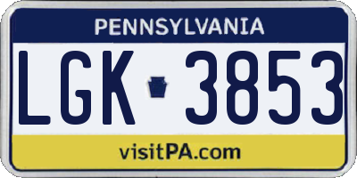 PA license plate LGK3853