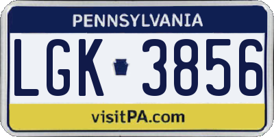 PA license plate LGK3856