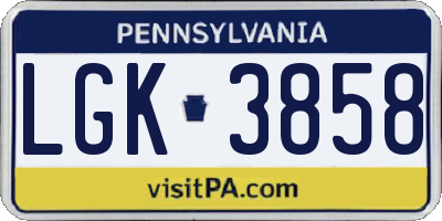 PA license plate LGK3858