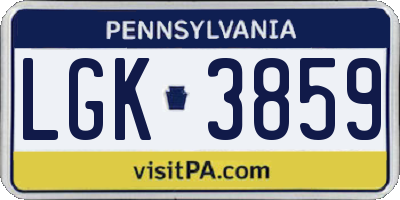 PA license plate LGK3859