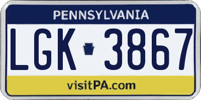 PA license plate LGK3867