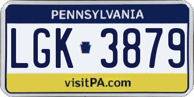 PA license plate LGK3879
