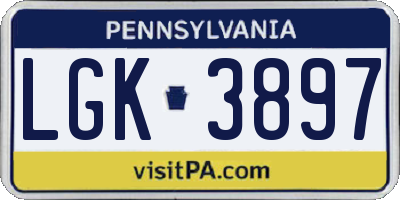 PA license plate LGK3897