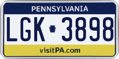 PA license plate LGK3898