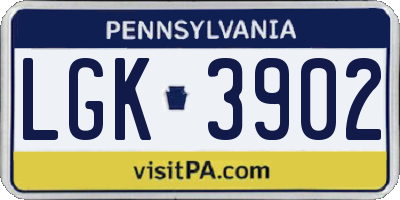 PA license plate LGK3902