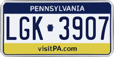 PA license plate LGK3907
