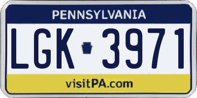PA license plate LGK3971