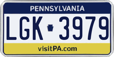 PA license plate LGK3979