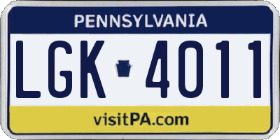 PA license plate LGK4011