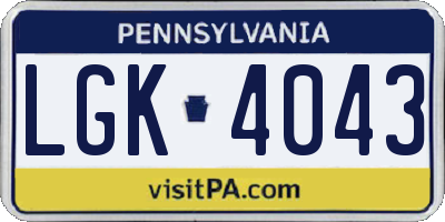 PA license plate LGK4043