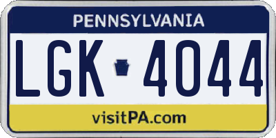 PA license plate LGK4044